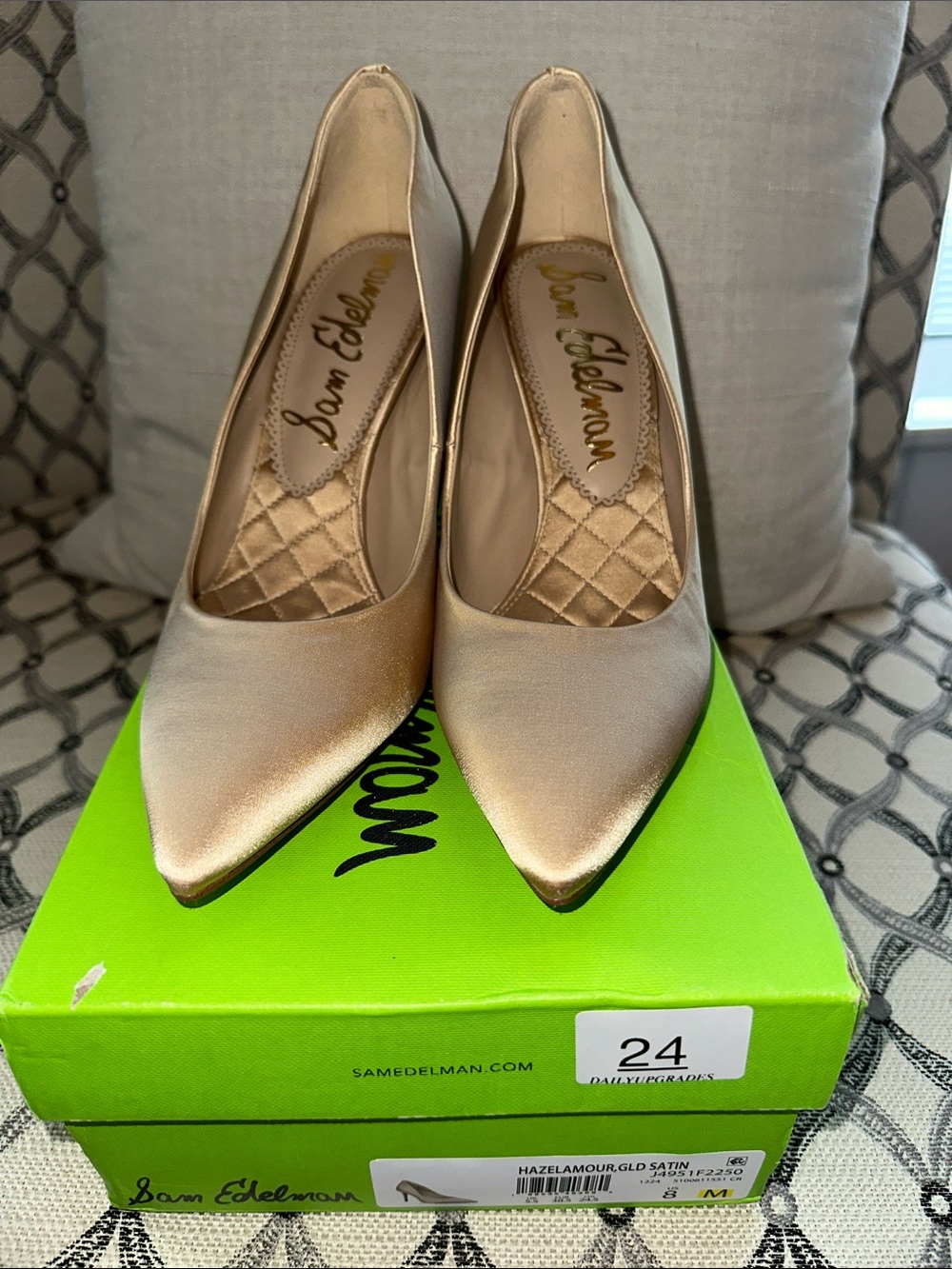 Sam Edelman Champagne Satin Pointed Toe Pumps